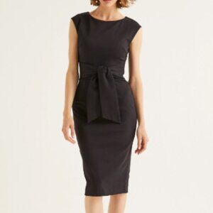 Boden Jessica Ponte Dress Size 2R (NWOT) Black Sheath dress with waist tie
